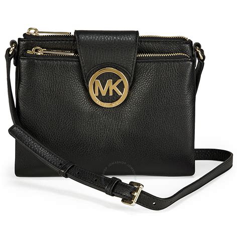 michael michael kors fulton women's leather crossbody handbag|Michael Kors black fulton handbags.